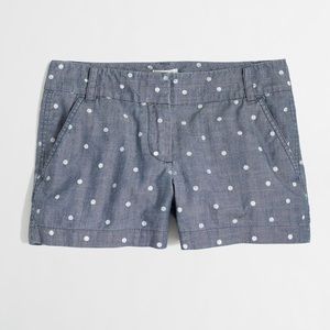 J. Crew | blue polka dot chambray shorts